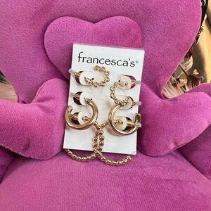 NEW Francesca's Collections Gold Tone Hoop Earrings 3 Piece Set✨